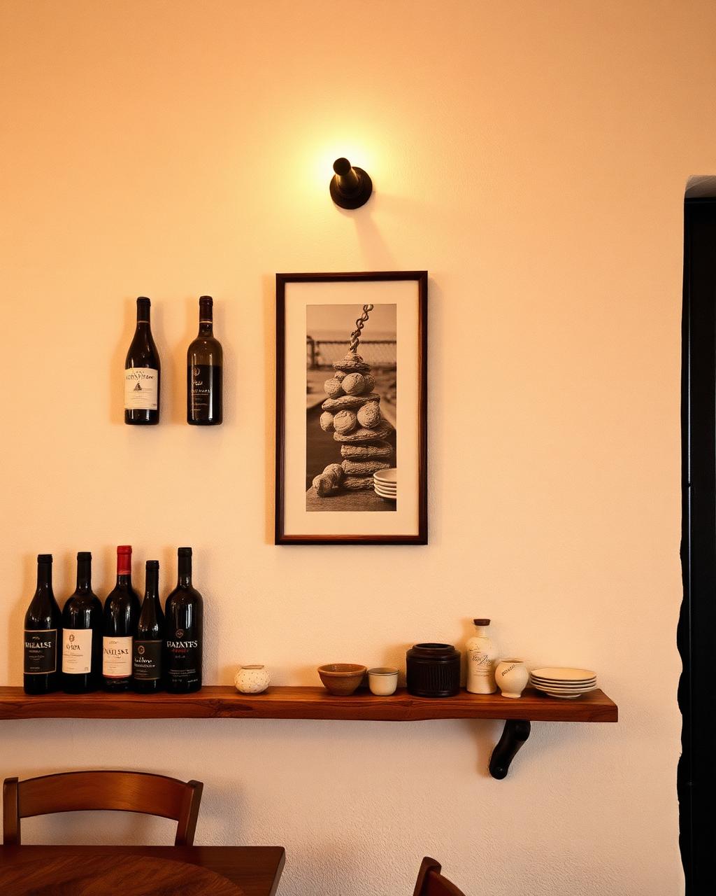 Wooden corner with wine bottles